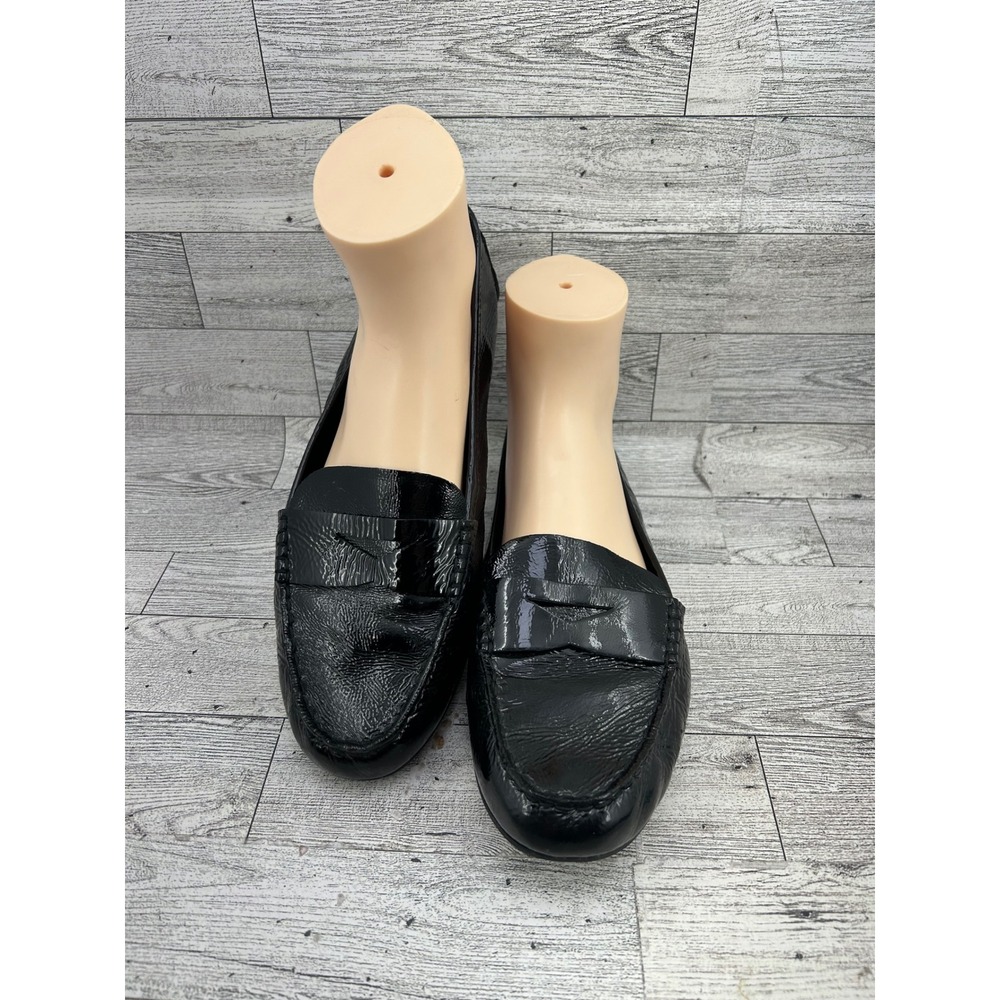 Born Women Black Patent Leather Penny Loafers Driving Mocs F16499 Size 8.5 M